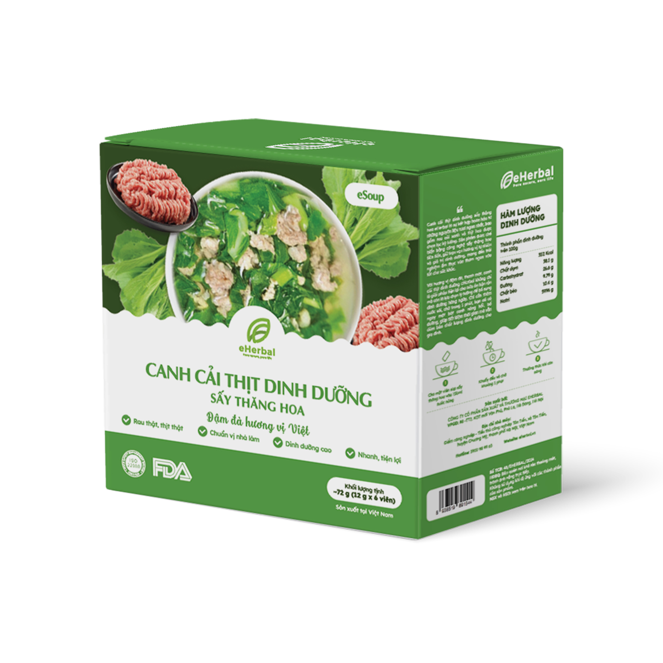 Canh cải thịt dinh dưỡng sấy thăng hoa eSoup