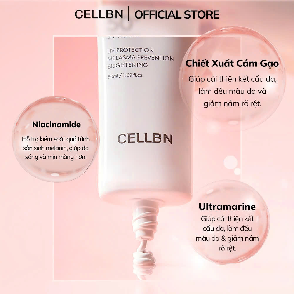 Kem Chống Nắng Nâng Tone Và Giảm Thâm Nám CELLBN SPF50+/PA++++ 50ml