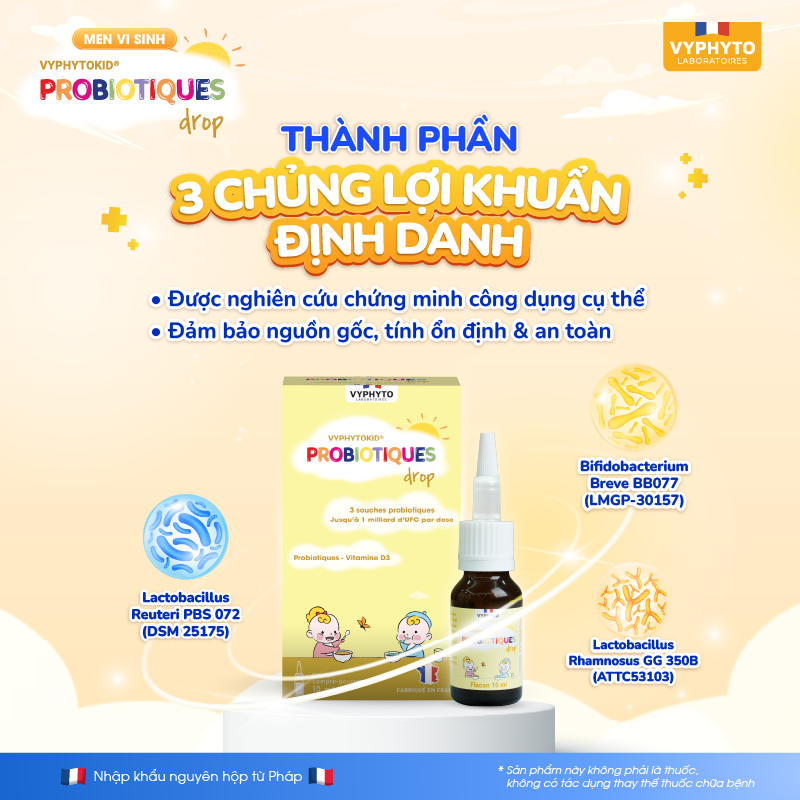 Thực phẩm bảo vệ sức khỏe VYPHYTOKID PROBIOTIQUES drop hỗ trợ bổ sung lợi khuẩn