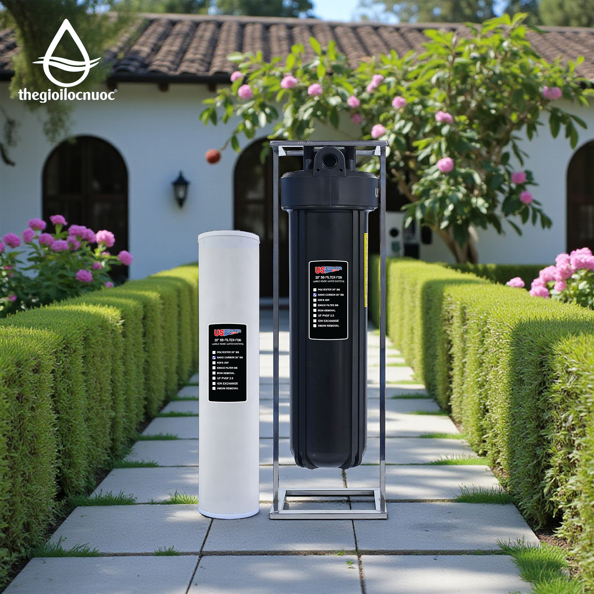 Bộ lọc nano carbon USTopwater, Model: Clo-45-AS, Công suất 1200 lít/giờ, Vỏ nhựa