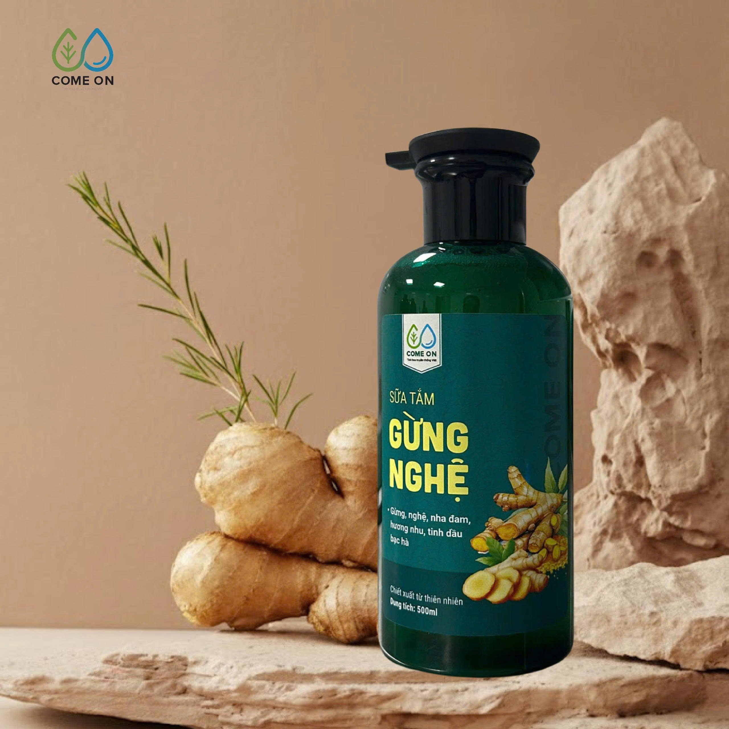 Sữa tắm gừng nghệ COME ON cấp ẩm, sáng da, sạch mụn lưng 500ml
