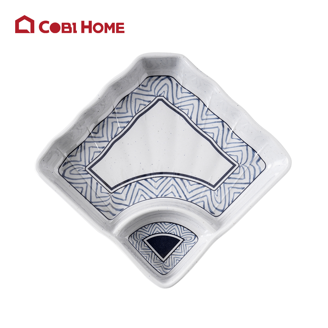 Dĩa Yangge xanh có vân sâu lòng chia ngăn_378097