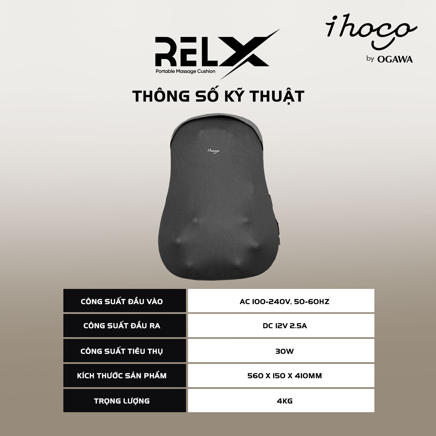 Đệm massage lưng RelX (IH-1105M)