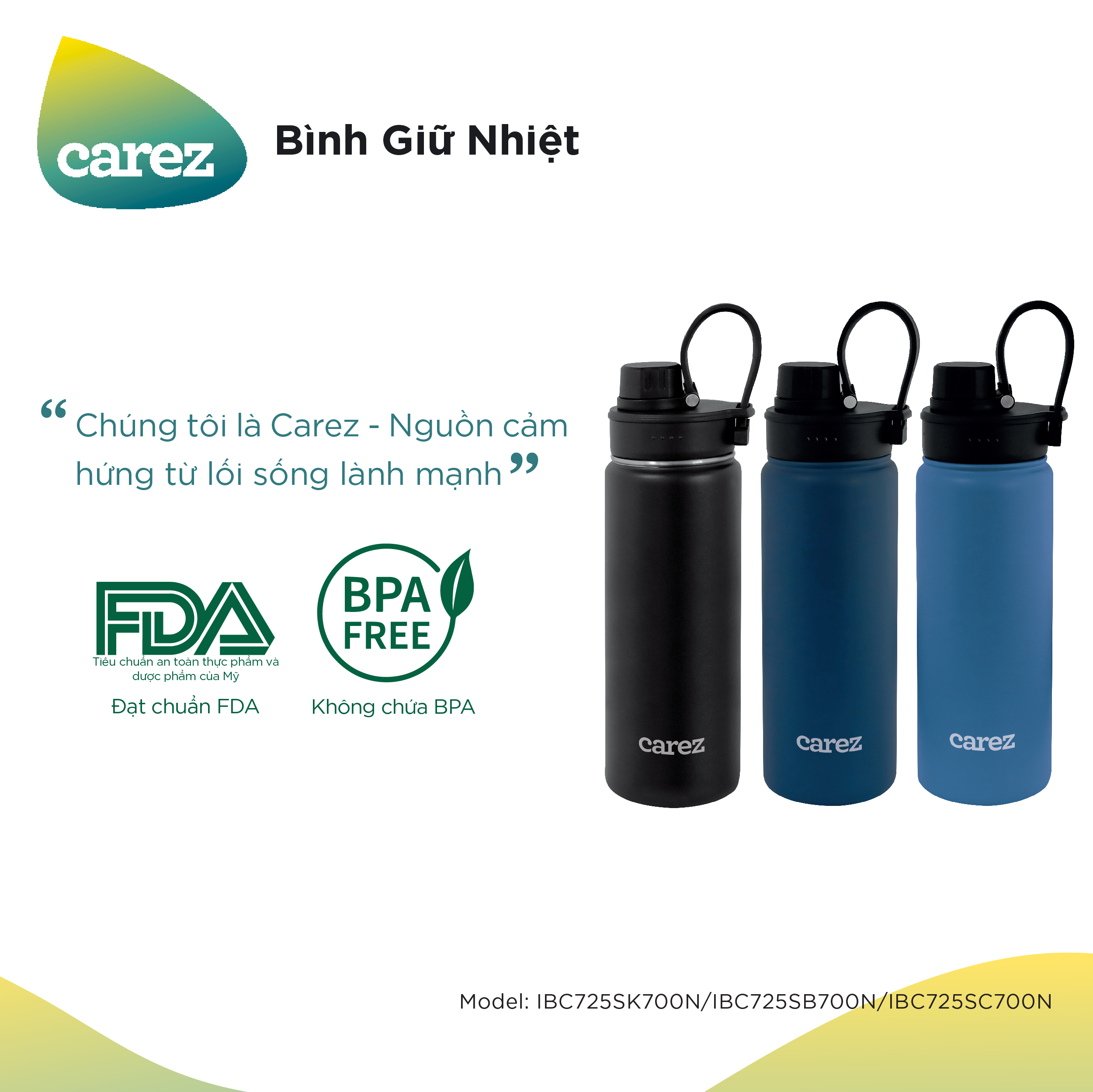 Bình giữ nhiệt CAREZ IBC725SC700N 700ml màu xanh dương