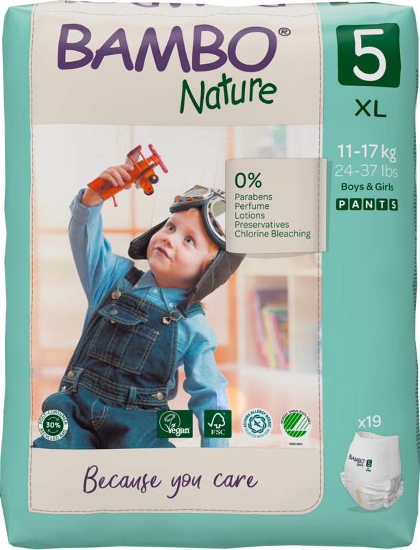 Tã Quần trẻ em số 5- Bambo Nature size 5, Từ 11-17kg, 19 miếng/gói, bao bì màu xanh