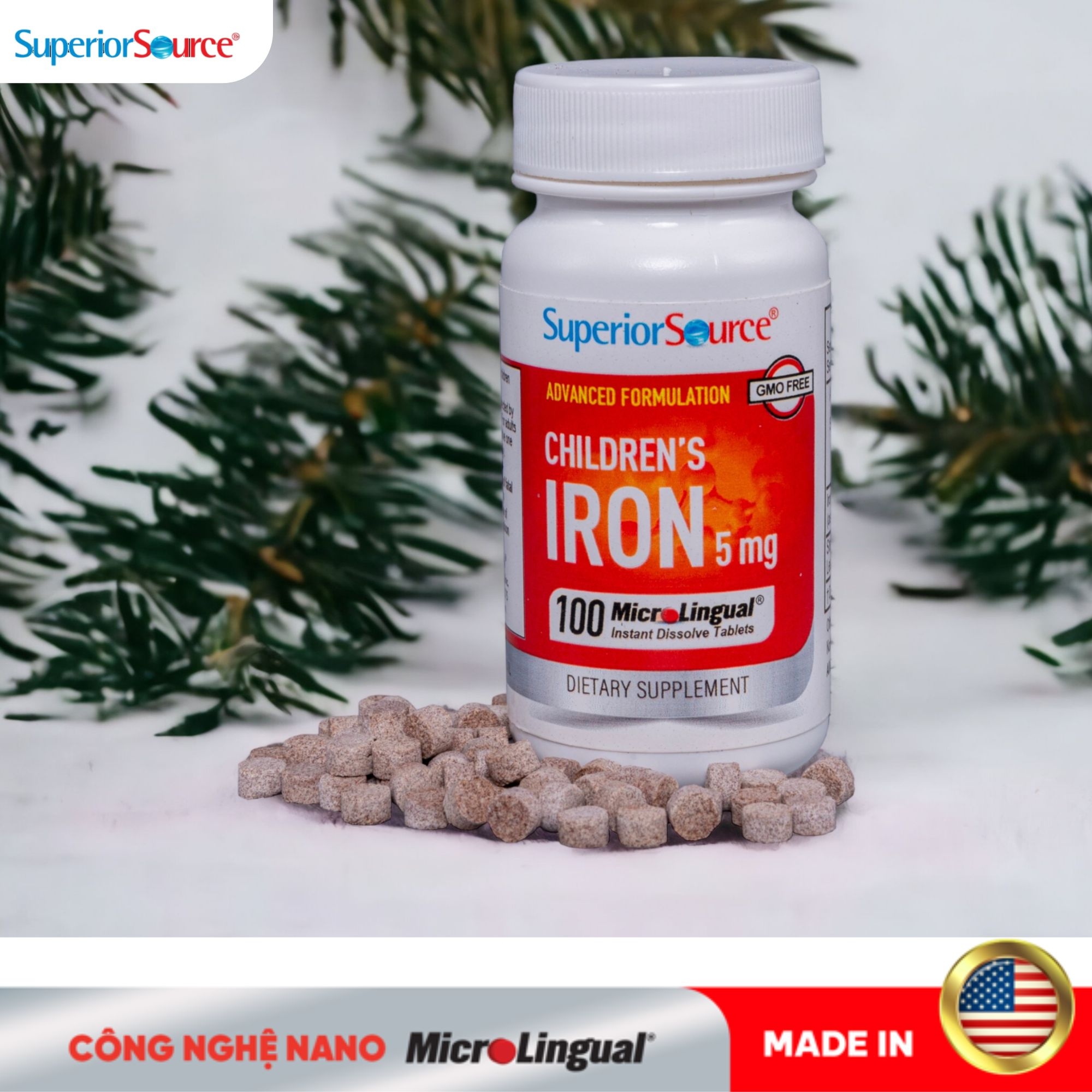 Viên ngậm Nano Children's Iron (5mg) - Bổ sung sắt, ngừa thiếu máu do thiếu sắt