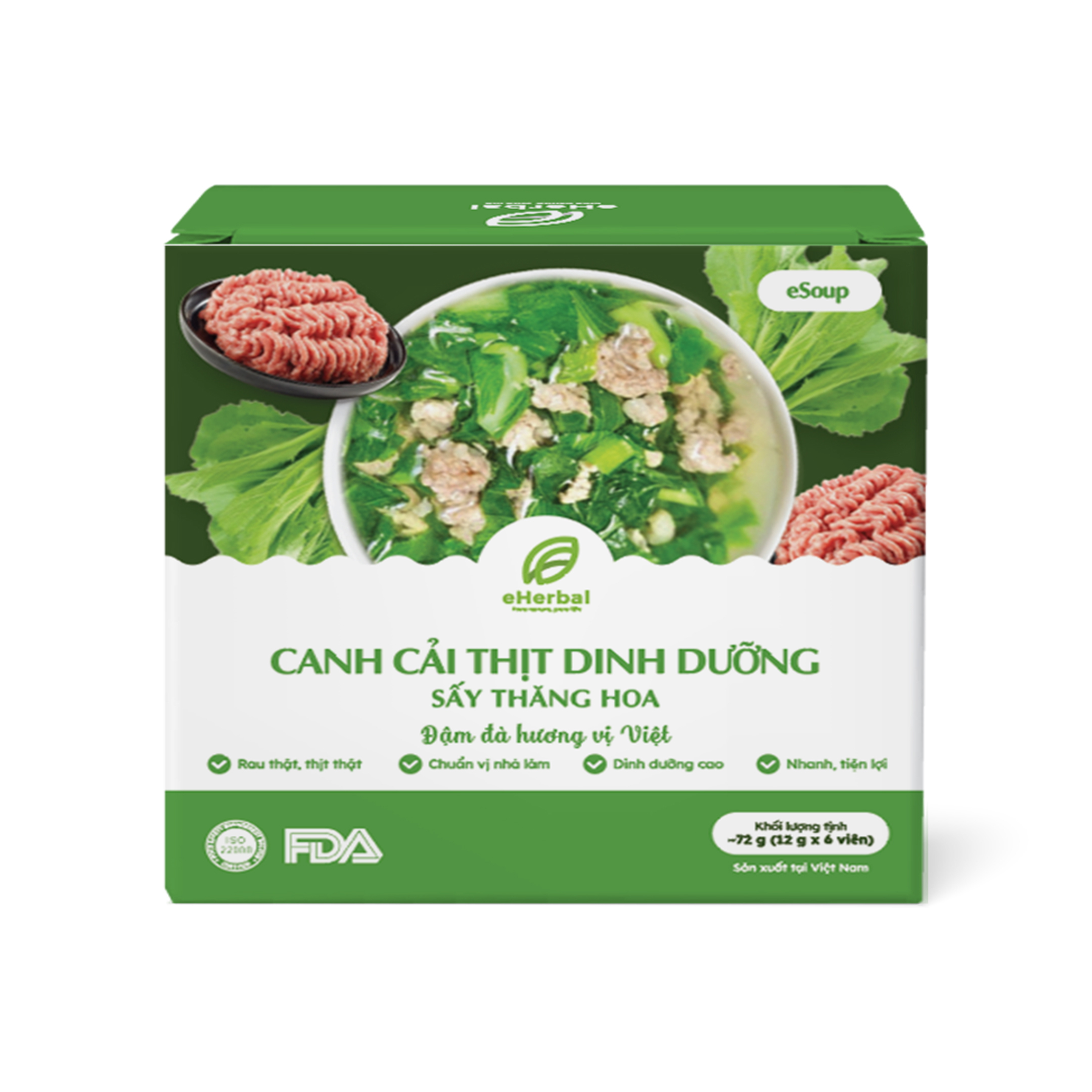 Canh cải thịt dinh dưỡng sấy thăng hoa eSoup - Phân phối chính hãng