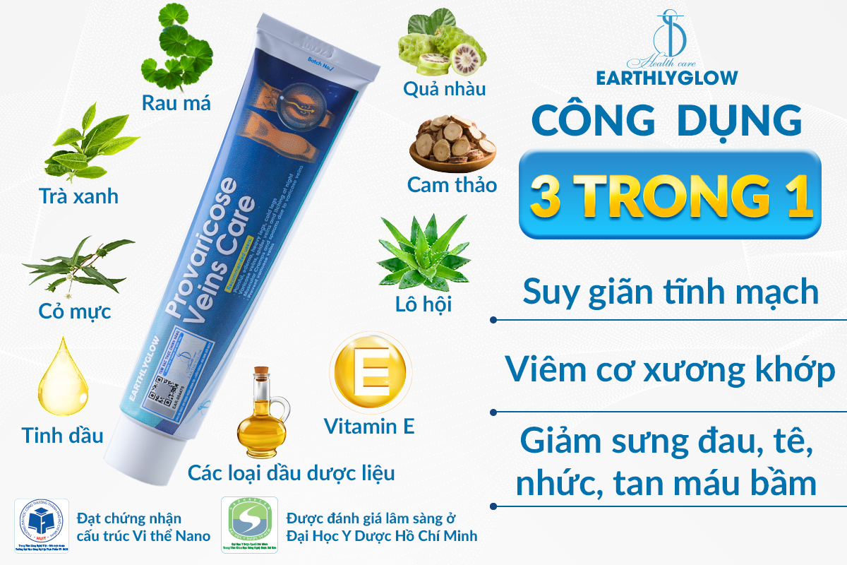 Kem hỗ trợ giảm viêm khớp, giãn tĩnh mạch Earthlyglow - Tuýp 65g