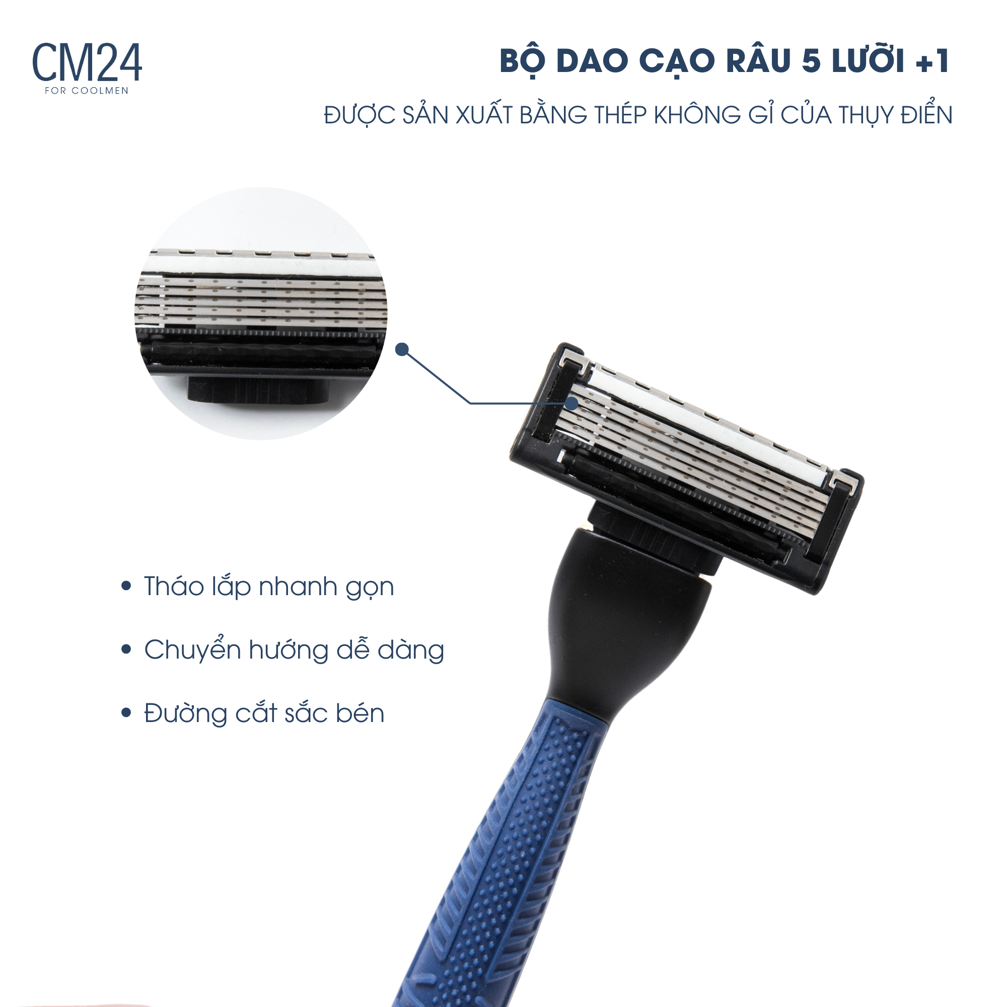 Bộ dao cạo râu CM24 5 lưỡi kèm móc treo