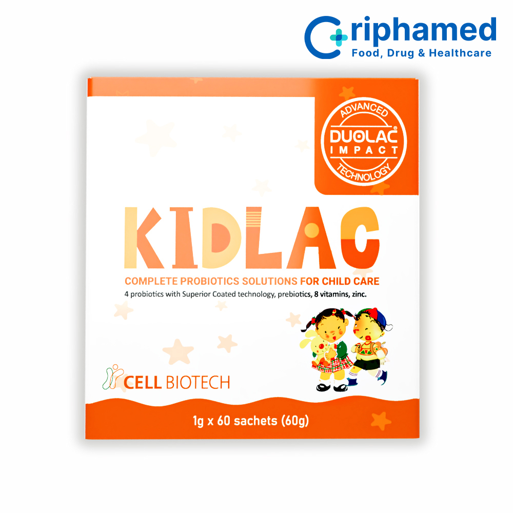 Men vi sinh hỗ trợ tiêu hóa cho trẻ Kidlac (Hộp 60 gói)