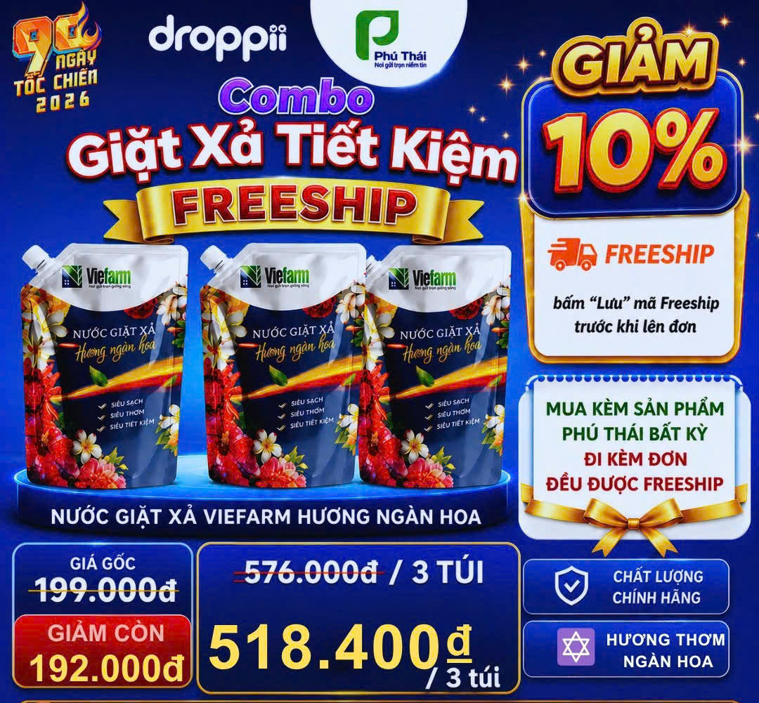 Nước giặt xả hương ngàn hoa VIEFARM (túi 3,4kg) - 1