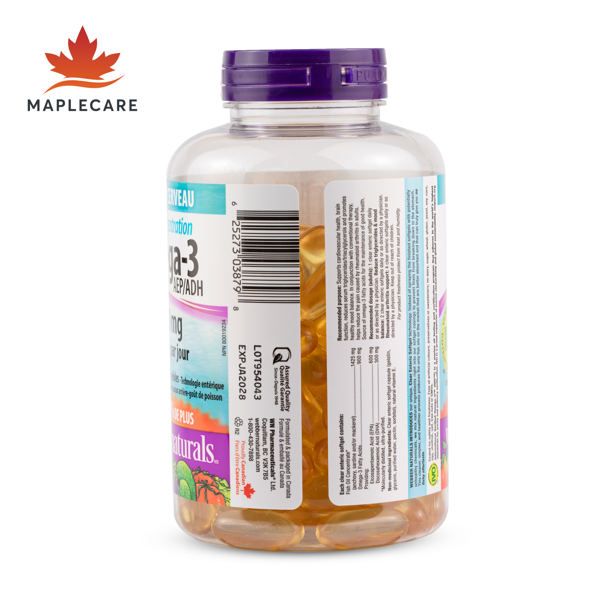 Thực phẩm bảo vệ sức khoẻ WEBBER NATURALS Triple Strength Omega-3 900mg EPA/DHA (Hộp 120 viên)