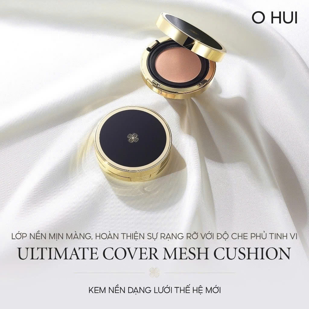 Phấn nước trang điểm Ohui Mesh Cushion 2 lõi (13g x2) cho một lớp nền bừng sáng, mỏng nhẹ tự nhiên và che phủ khuyết điểm hoàn hảo