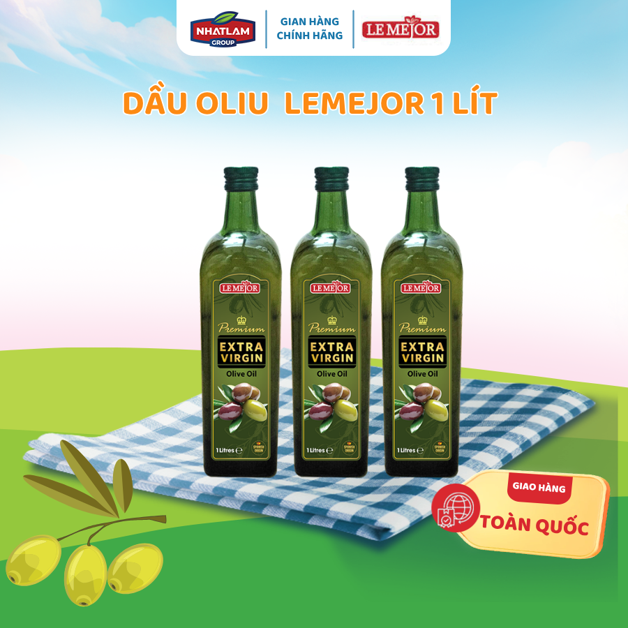 Dầu Ô Liu Extra Virgin Premium Lemejor 1L – Nguyên Chất Tây Ban Nha, Tốt Cho Sức Khỏe - Phân phối chính hãng