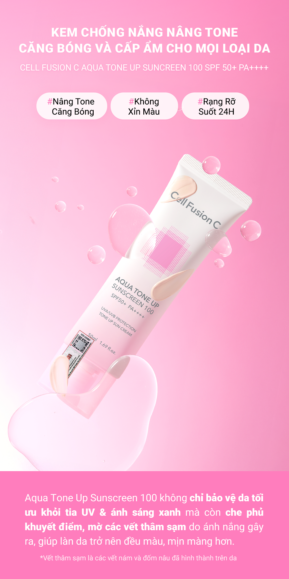 Kem Chống Nắng Nâng Tone Căng Bóng Cấp Ẩm Cho Mọi Loại Da Cell Fusion C Aqua Tone Up Suncreen 100 SPF 50+ PA++++ 50ml - 3