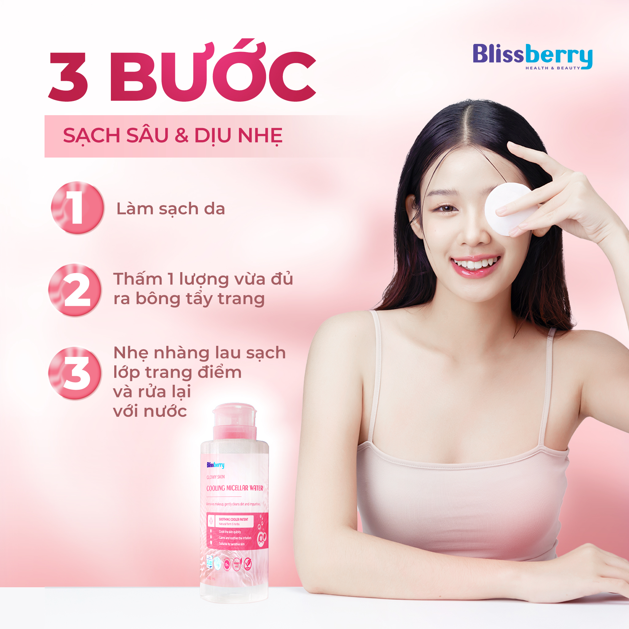 Nước tẩy trang sạch sâu & dịu nhẹ Blissberry 400ml