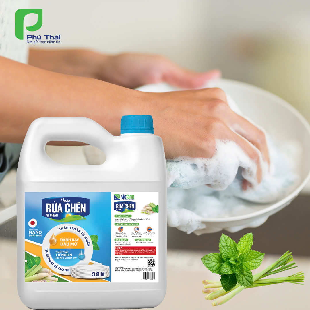 Nước rửa chén sả chanh VIEFARM 3,8 lít