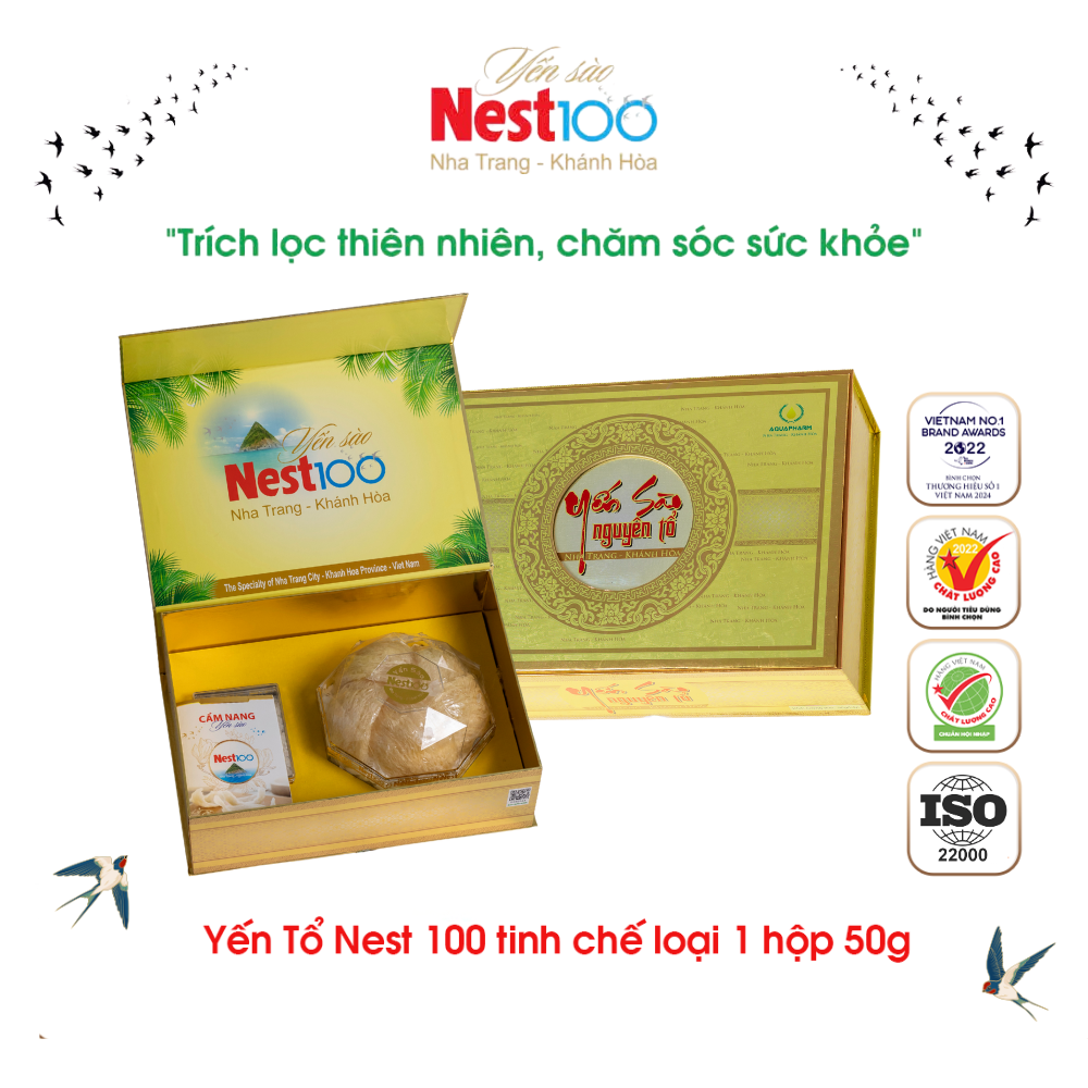 Yến tổ Nest100 – Tinh chế loại 1 (Hộp 50g + túi)