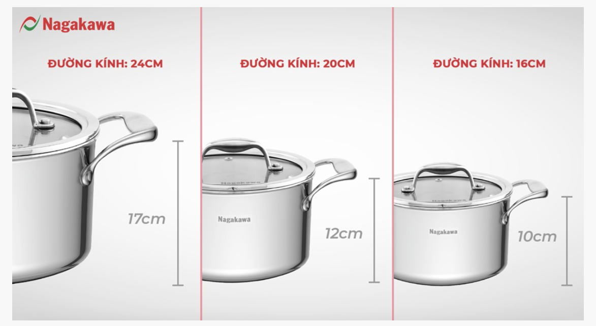 Bộ nồi inox Nagakawa Haru NAG1355