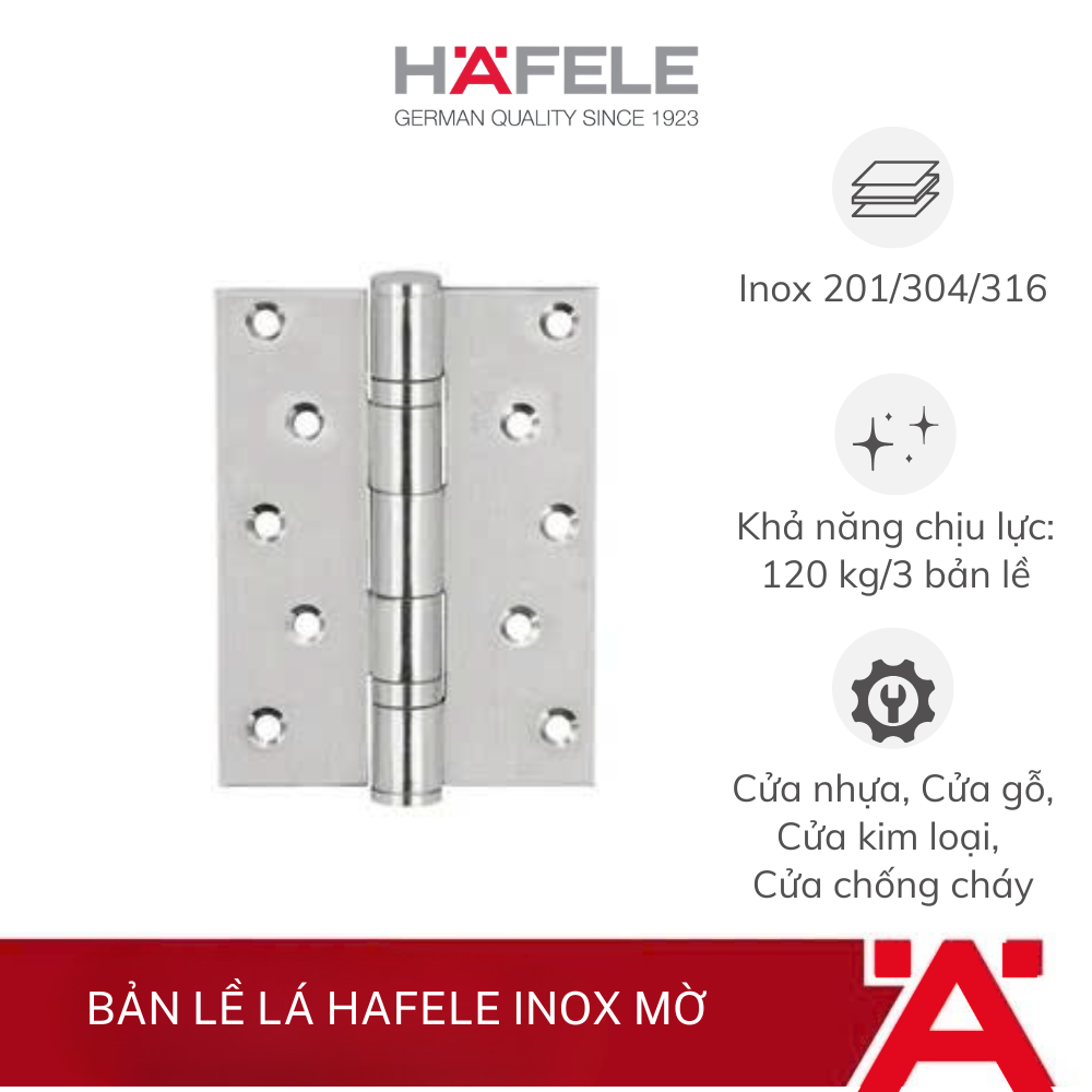 Bản lề lá Hafele Inox mờ 926.25.104