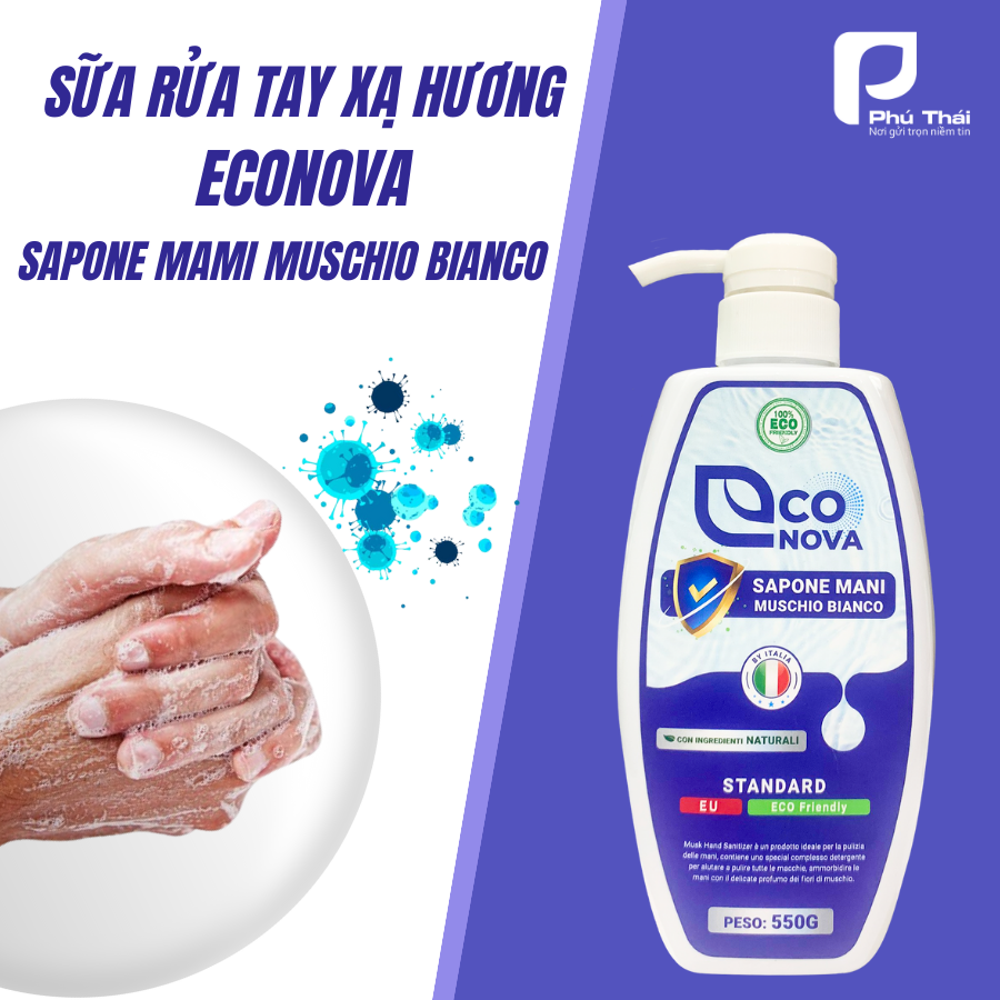 Sữa rửa tay xạ hương Econova (Chai 550g)-duoc-ban-tai-Siêu Thị Ánh Nguyệt