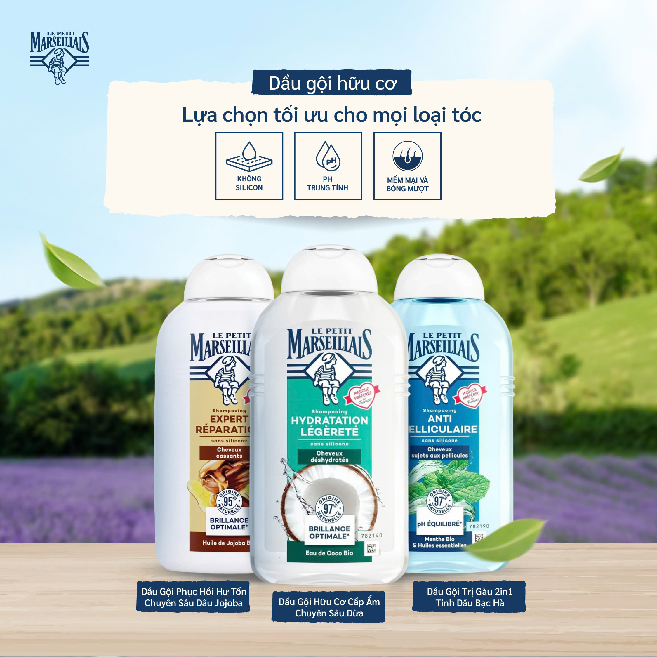 Dầu gội hữu cơ LE PETIT MARSEILLAIS 250ml