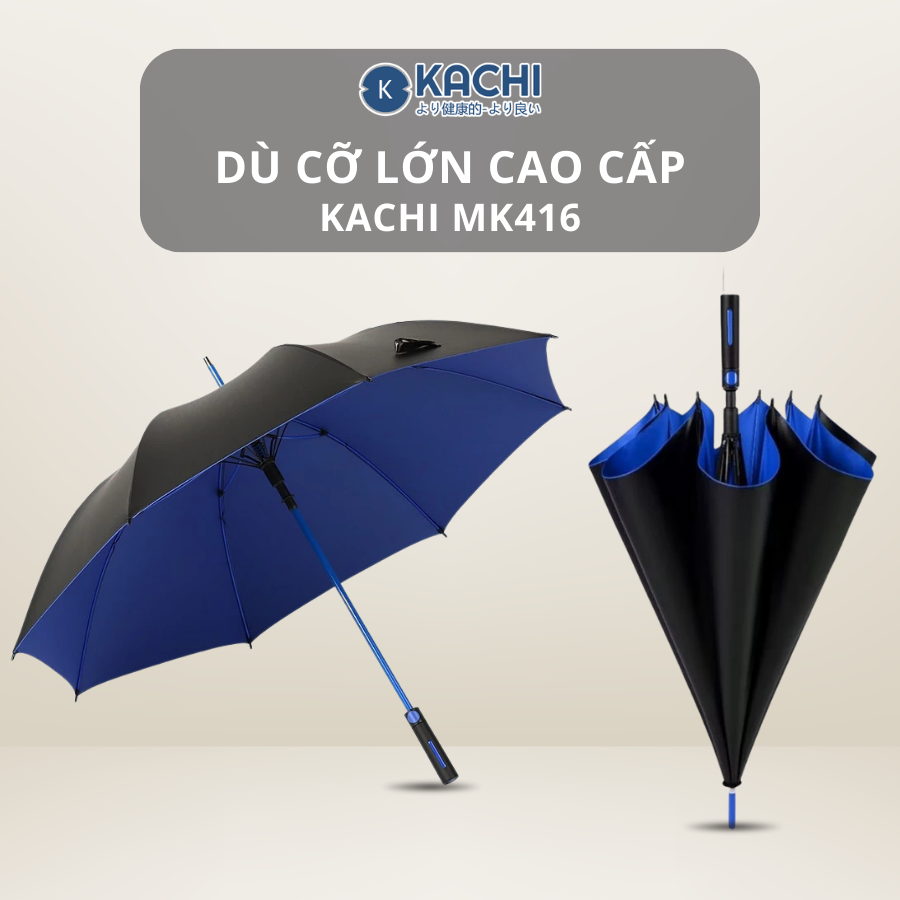 Ô Che Mưa Cỡ Lớn Kachi MK416 – Dù Cao Cấp Gập Gọn, Tự Động, Chống Gió Lật, Chống Tia UV - Phân phối chính hãng