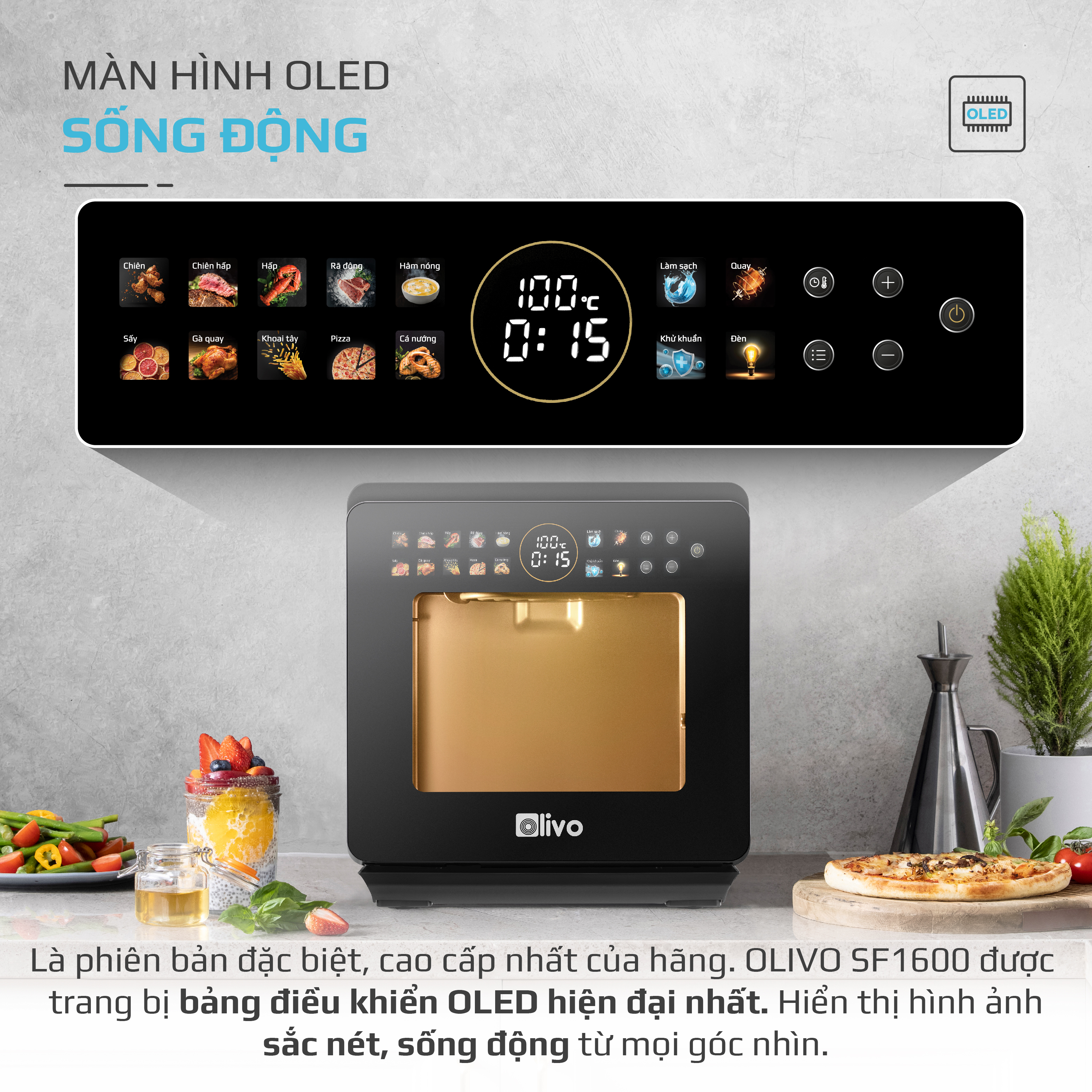 Nồi chiên hấp đa năng OLIVO SF1600