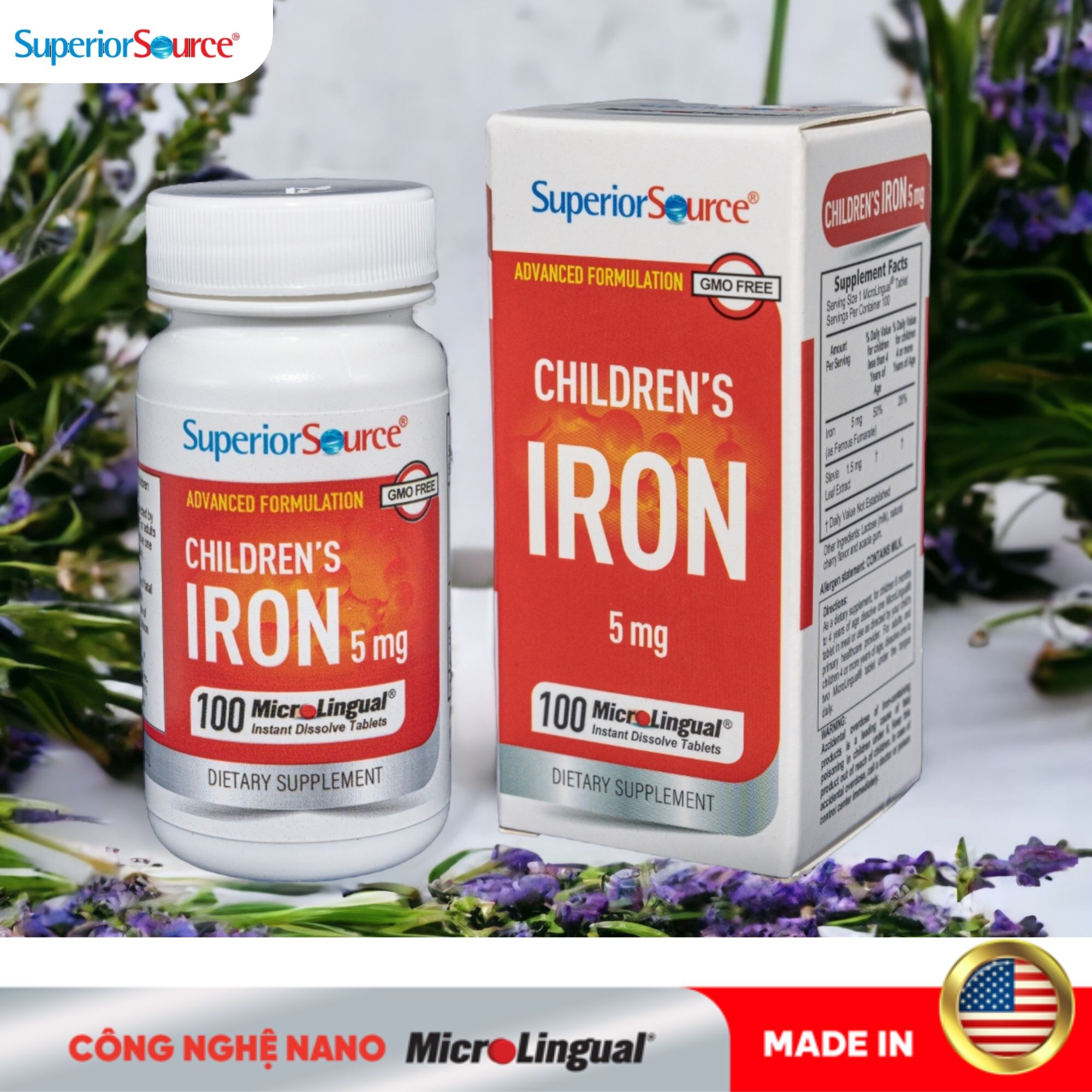 Viên ngậm Nano Children's Iron (5mg) - Bổ sung sắt, ngừa thiếu máu do thiếu sắt