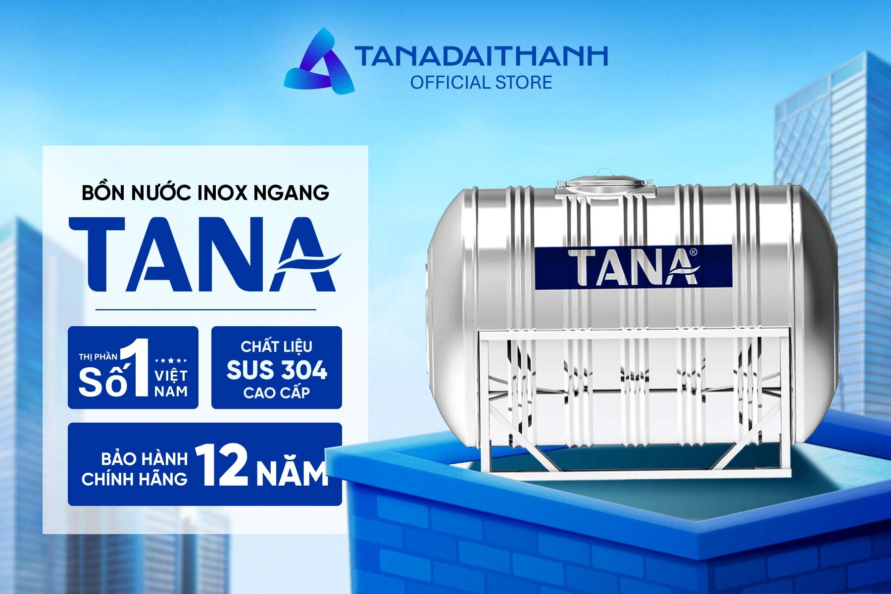 Bồn inox Tân Á ngang 2500l ĐK 1140 (Phân phối từ khu vực Bình Định trở ra phía Bắc)