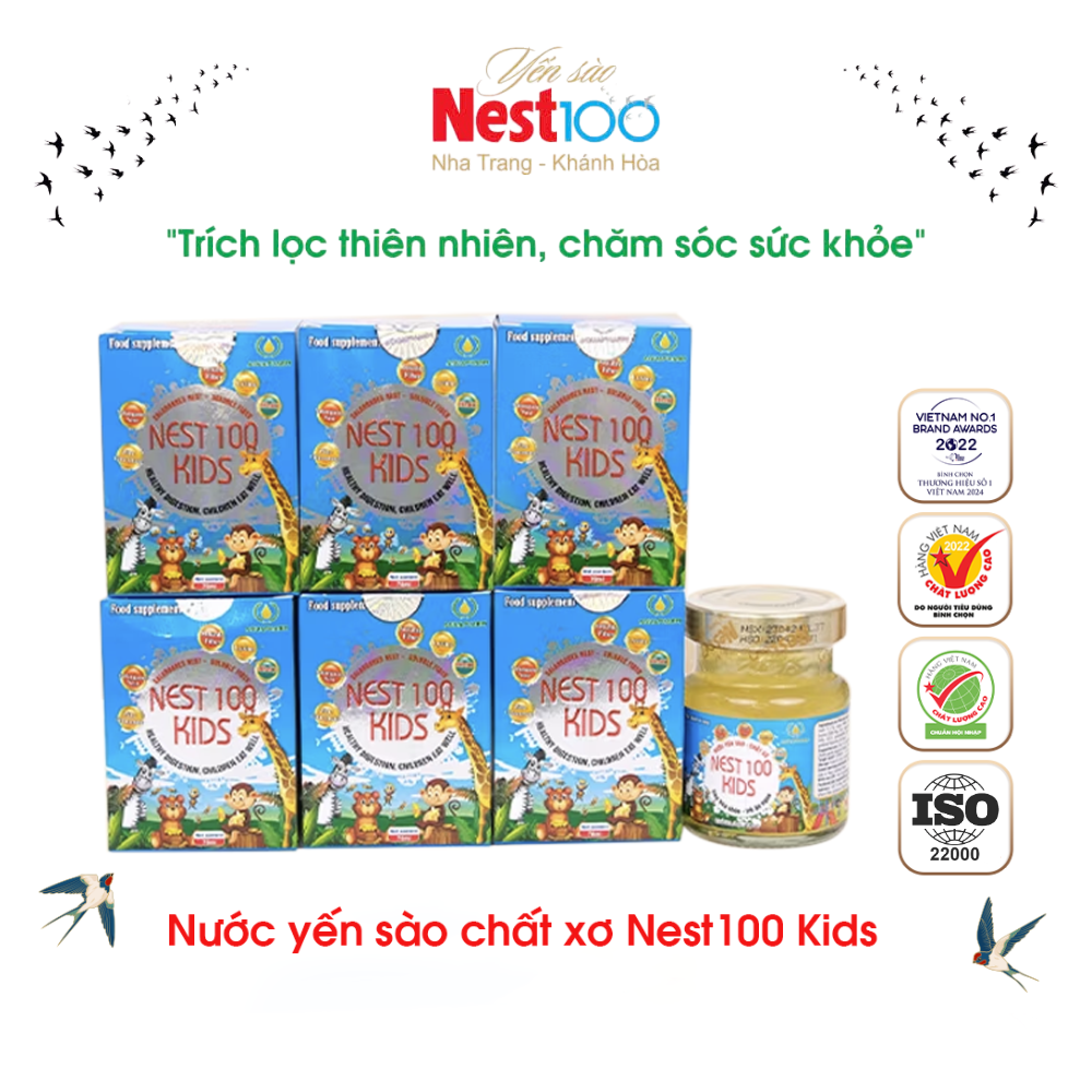 Nước Yến sào Nest100 Kids – Chất xơ tiêu hóa khỏe mạnh (6 lọ)