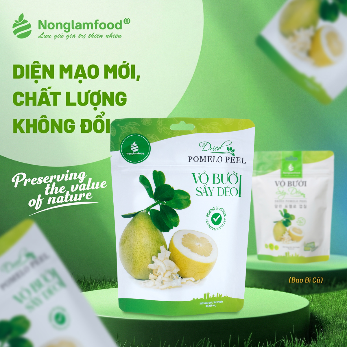 Vỏ Bưởi Sấy Dẻo Nonglamfood Túi 85g - Phân phối chính hãng