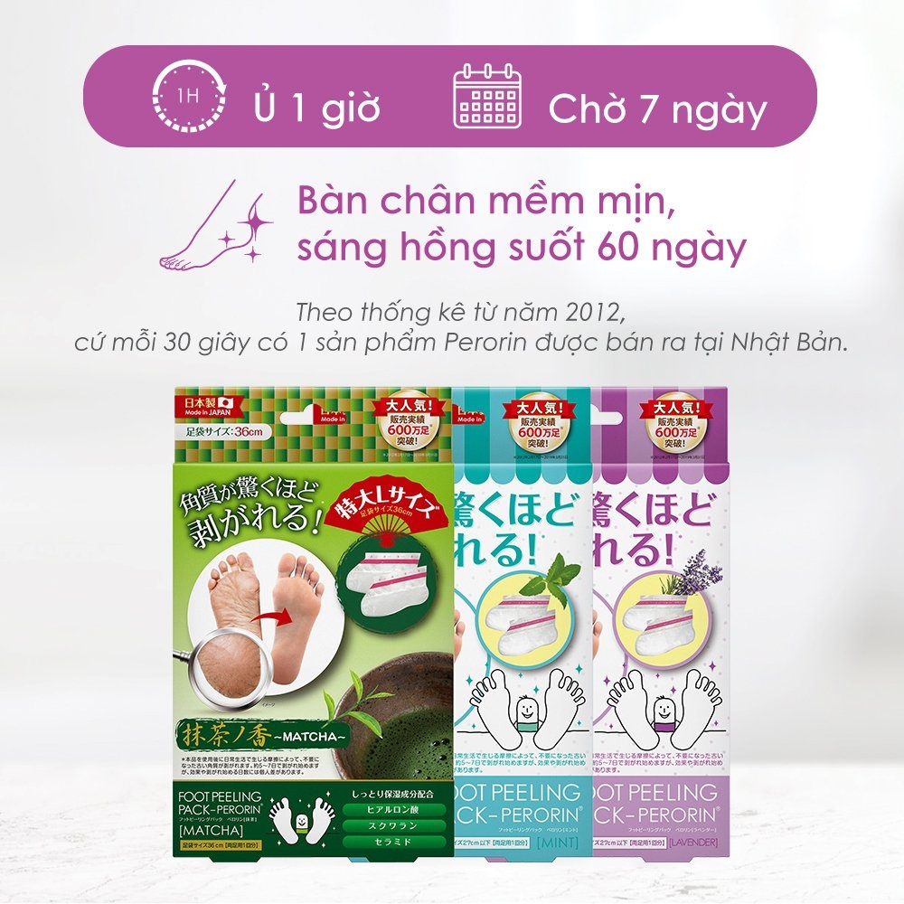 Túi ủ tẩy da chết và tái tạo da chân Perorin (Hộp 01 túi) Foot Peeling Pack - PERORIN