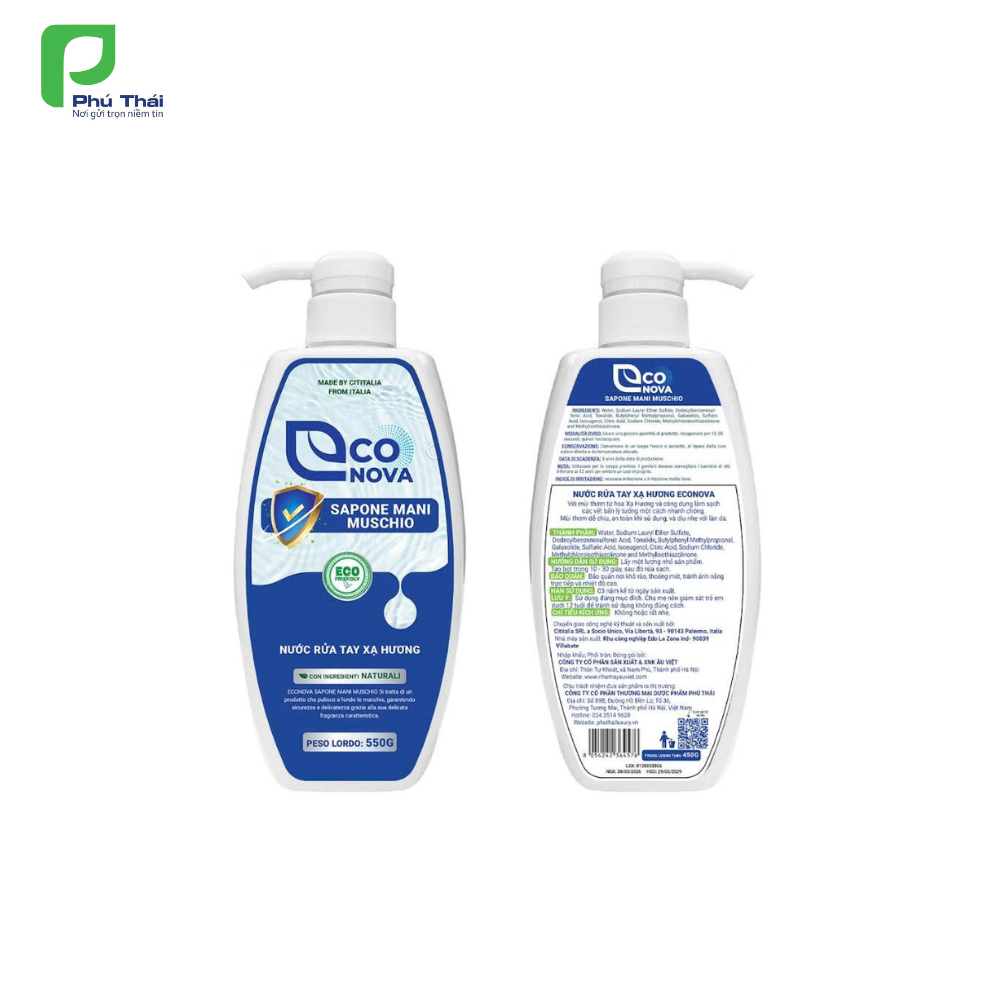 Nước rửa tay xạ hương Econova (Chai 550g) - Phân phối chính hãng