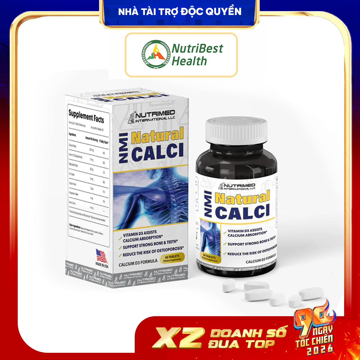 Thực phẩm bảo vệ sức khỏe NMI Natural Calci - Phân phối chính hãng