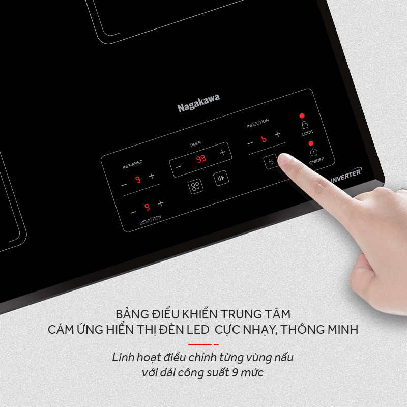Bếp ba 2 điện từ 1 hồng ngoại Nagakawa NAG1253M