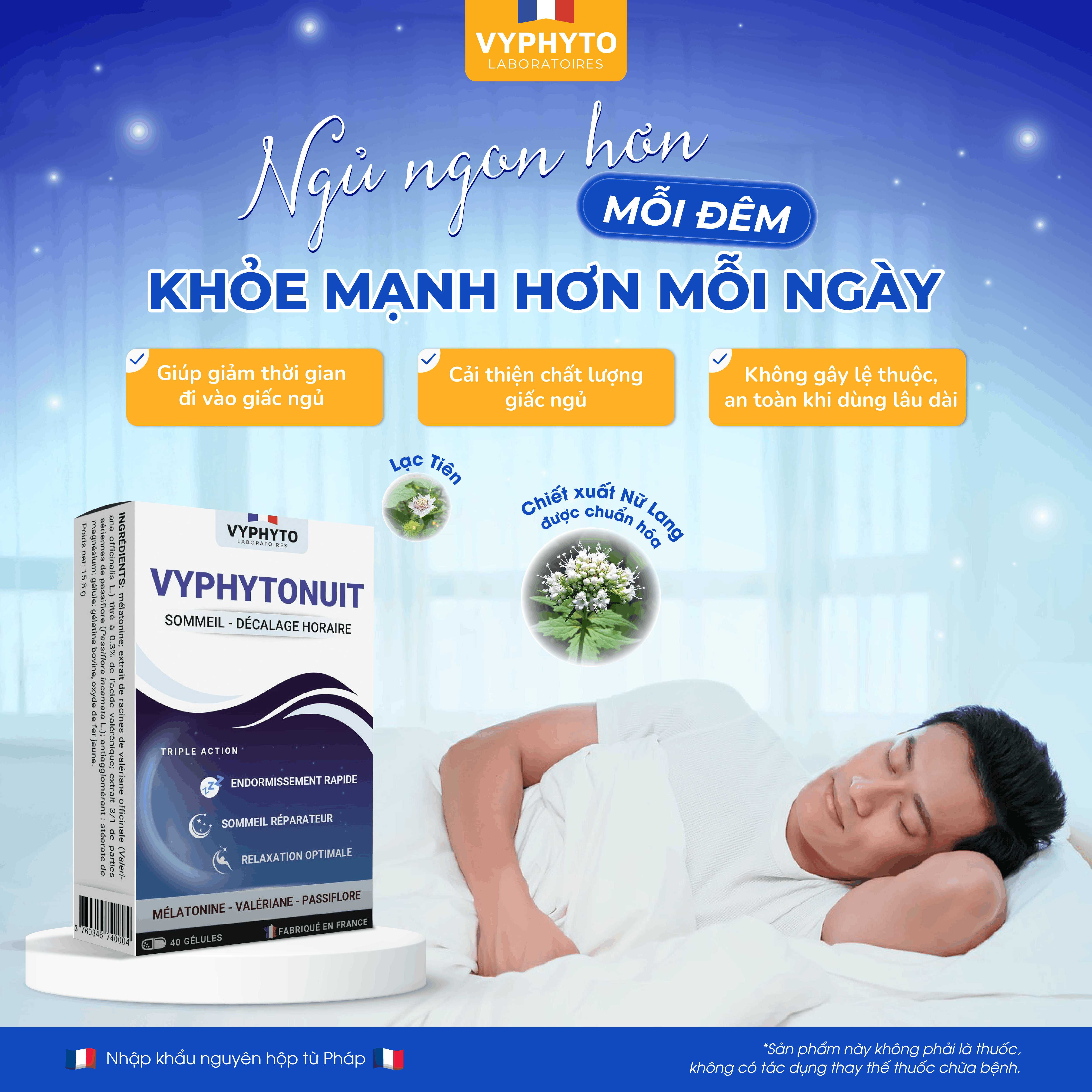 Thực phẩm bảo vệ sức khỏe VYPHYTONUIT dành cho người bị mất ngủ