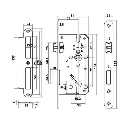 Bộ khóa tay nắm gạt DIY Hafele, Set D - Cửa chính - Xám ghi 499.63.626