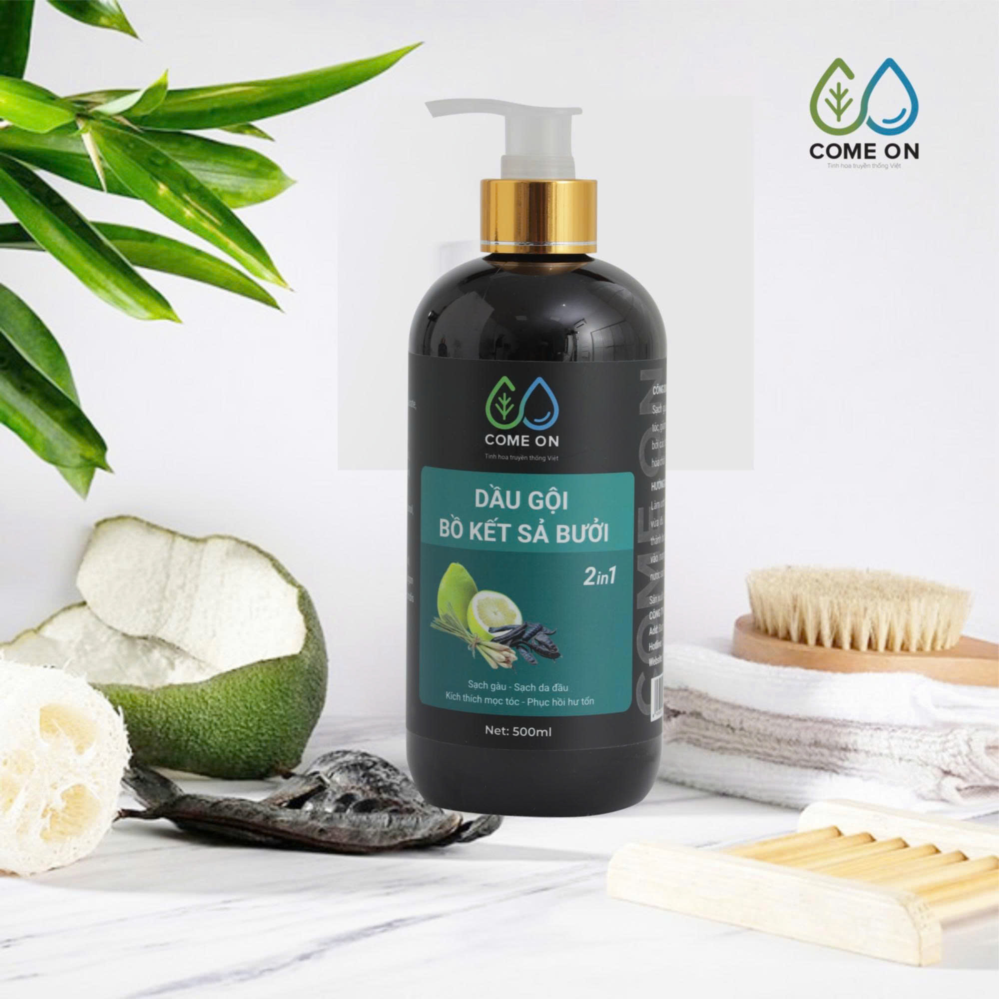 Dầu gội thảo dược bồ kết - sả - bưởi COME ON 500ml - 10