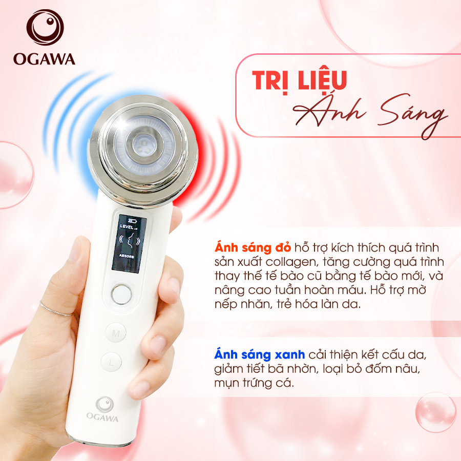 Máy nâng cơ mặt đẩy tinh chất trị liệu bằng ánh sáng RF (OB-063), hiệu Ogawa