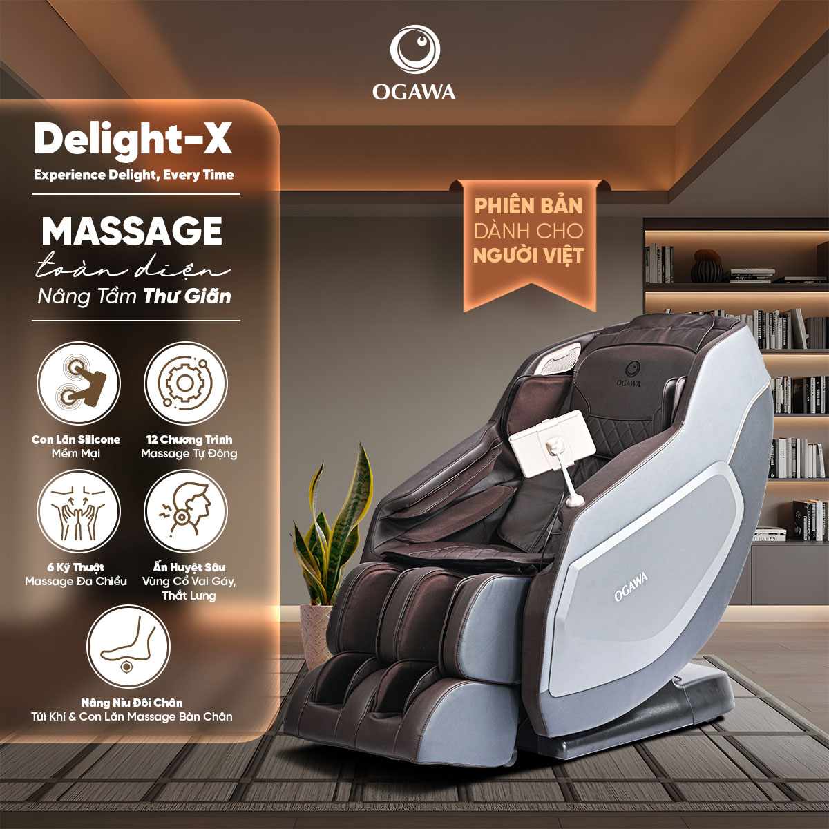 Ghế massage Delight X, hiệu Ogawa (OGVN-5574) - Phân phối chính hãng