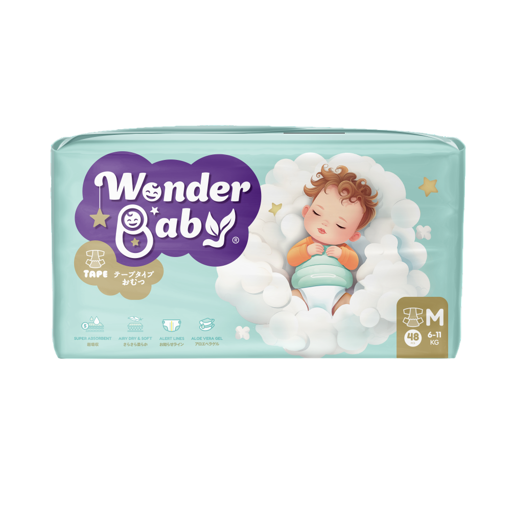 Tã dán Wonder Baby - Size M (48 miếng) - Phân phối chính hãng