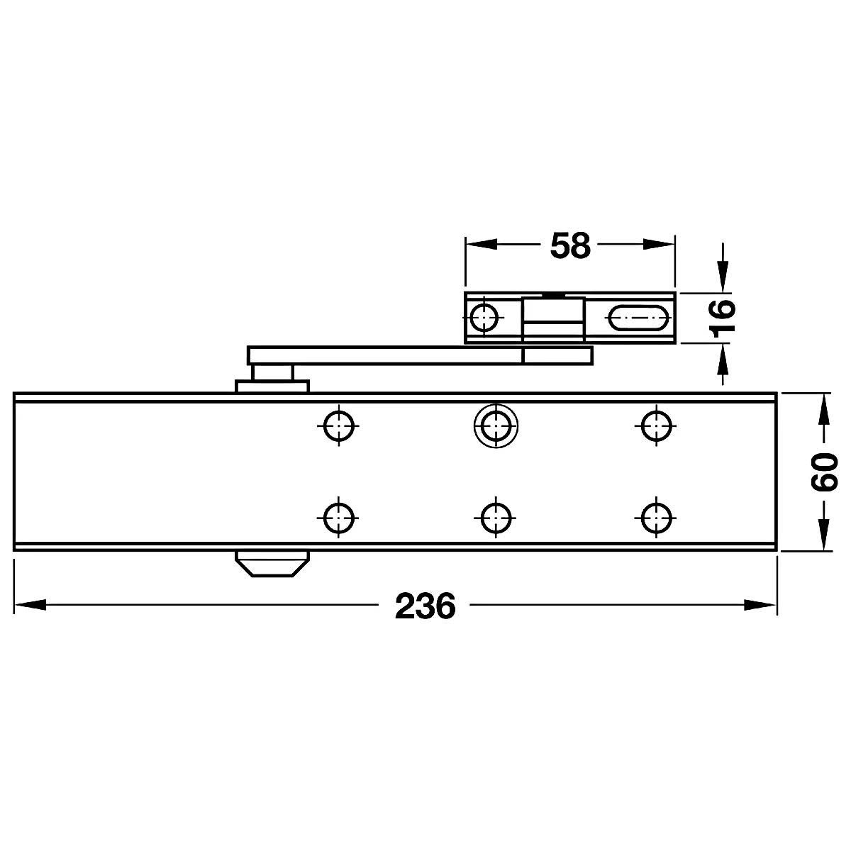 Thiết bị đóng cửa tự động lắp nổi Hafele - DCL51 không có chức năng giữ cửa 931.84.829