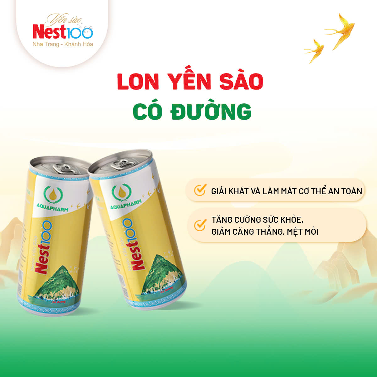 Nước yến sào Nest100 có đường Hộp 5 lon - Phân phối chính hãng