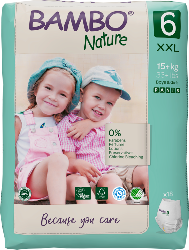 Tã Quần trẻ em số 6- Bambo Nature size 6, Từ 15kg +, 18miếng/gói bao bì màu xanh. - Phân phối chính hãng