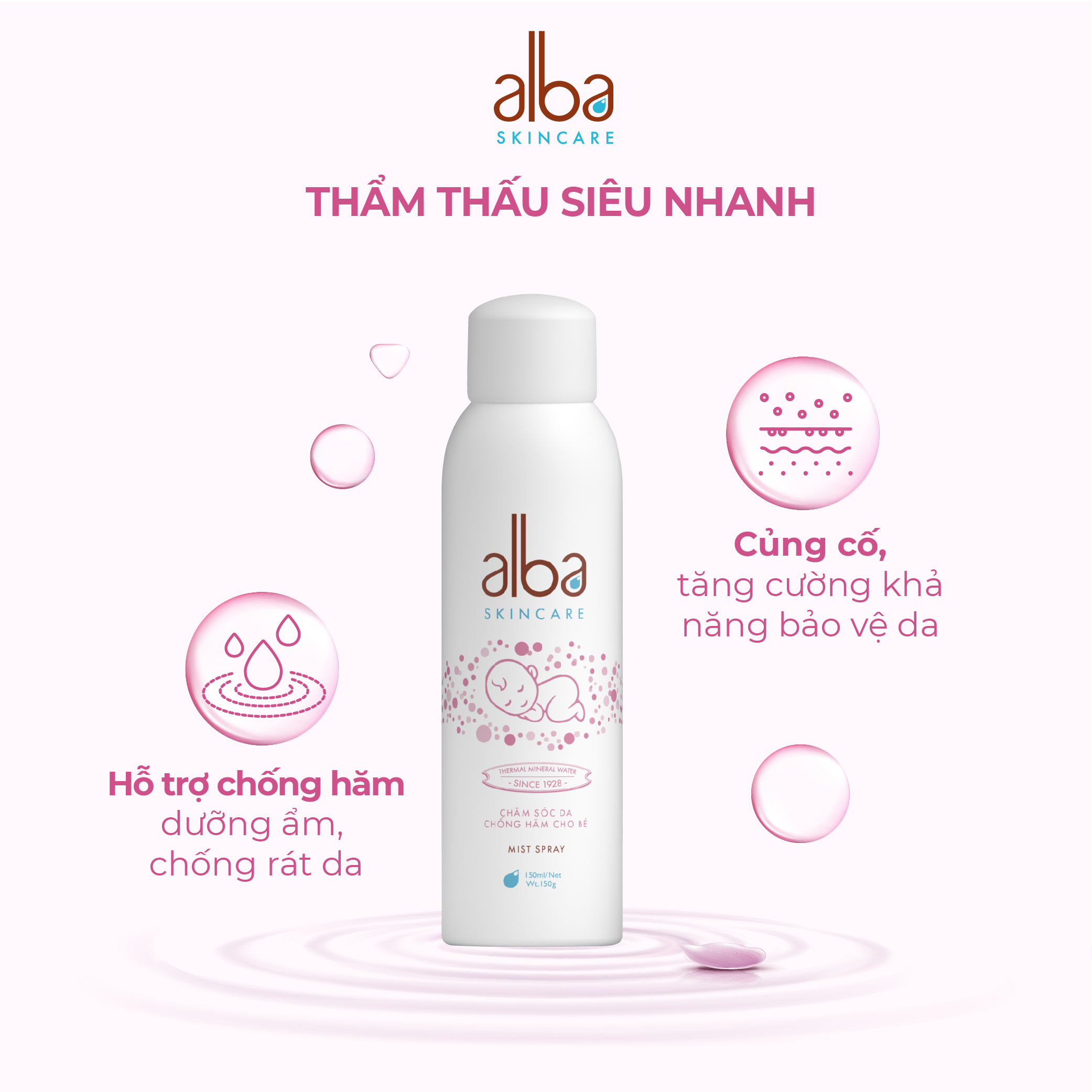 Xịt khoáng chống hăm cho bé Alba 150ml
