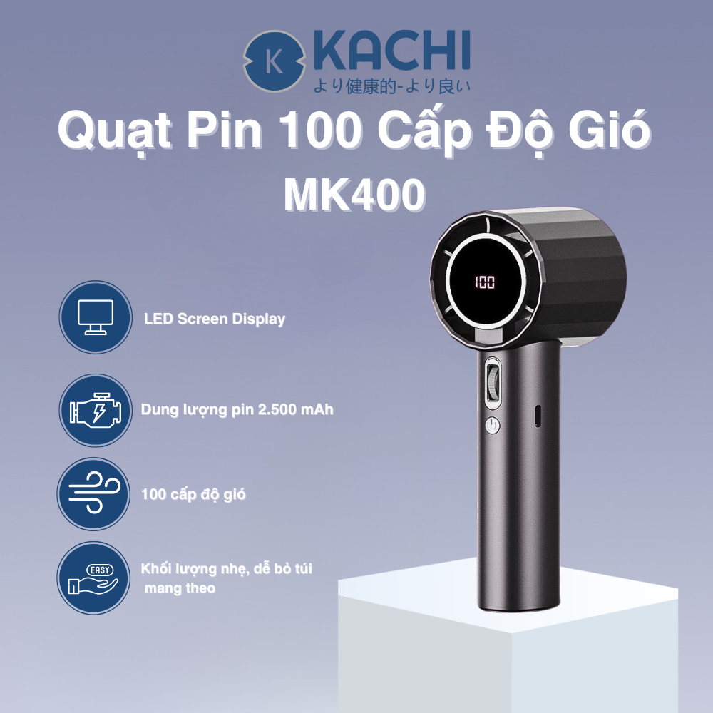 Quạt cầm tay mini Kachi MK400 pin khoẻ 100 cấp độ gió - 10