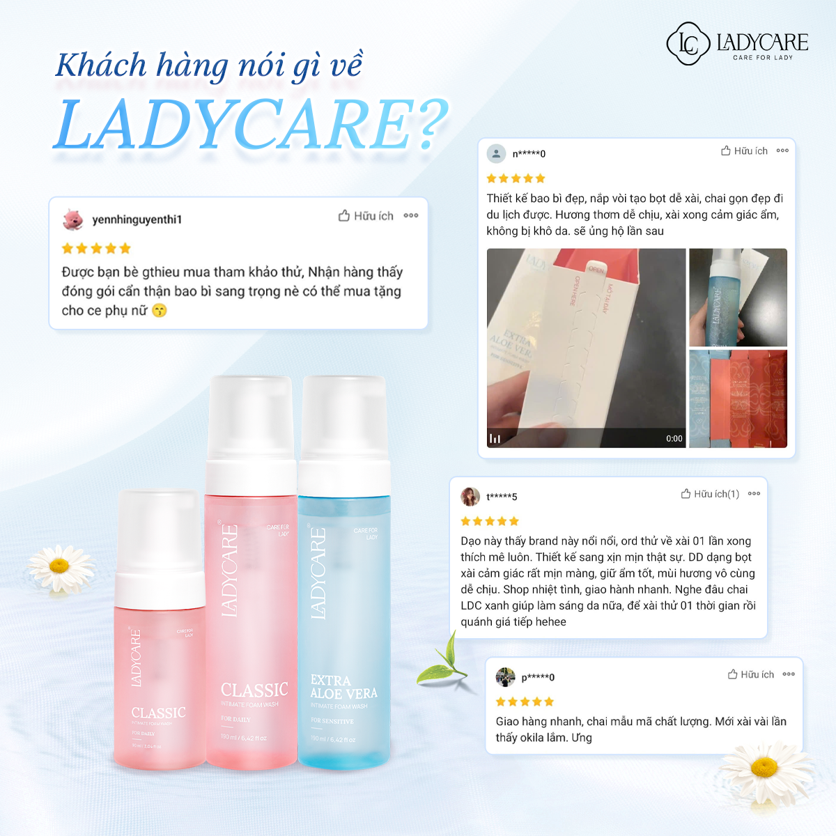 Dung dịch vệ sinh phụ khoa dạng bọt Ladycare Classic 190ML cho mẹ bầu, nam, nữ tuổi dậy thì - 4