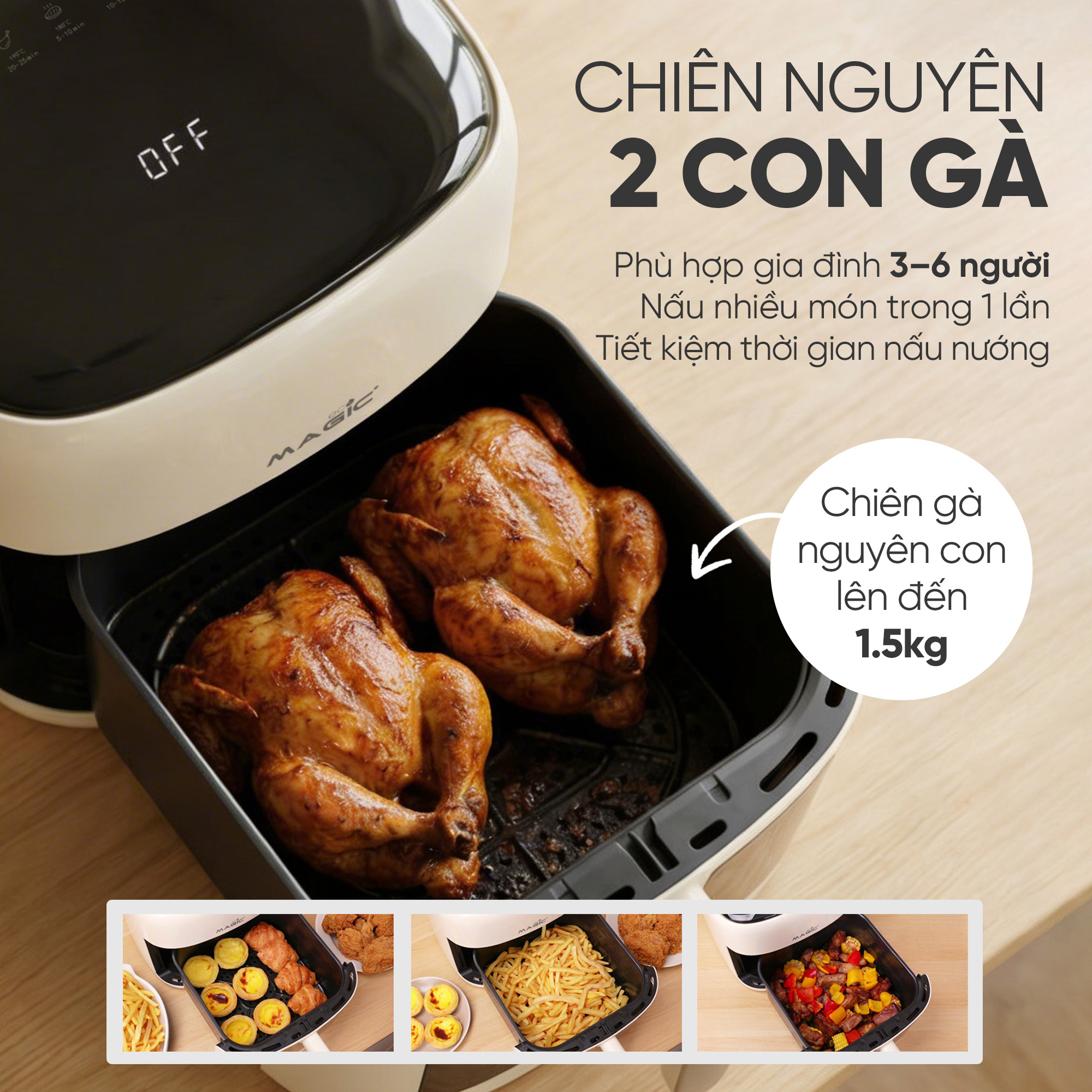 Nồi chiên không dầu AC-164, hiệu Magic Eco - Phân phối chính hãng