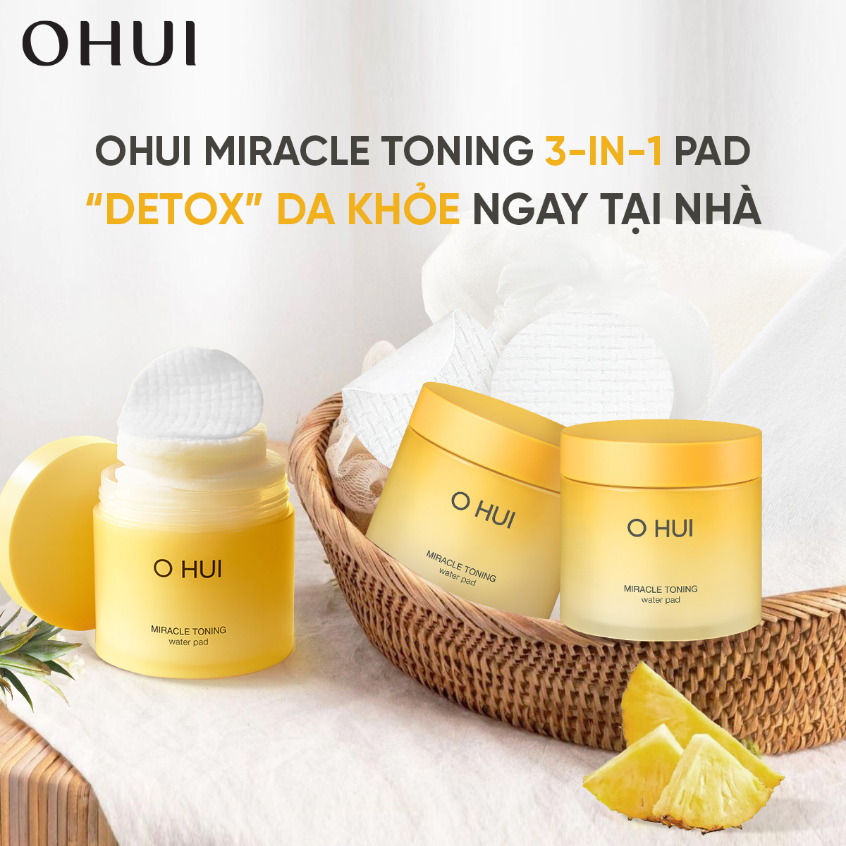 Miếng Pad 2 mặt bông OHUI tẩy tế bào chết dịu nhẹ và cung cấp dưỡng chất làm sáng da - 70 miếng - 2
